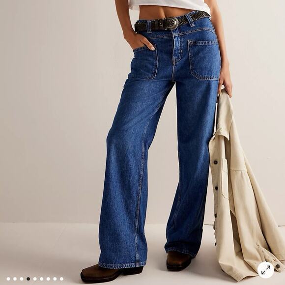 We The Free Palmer Cuffed Jeans Tunnel Vision Denim Blue Women’s 26 New - Picture 1 of 10